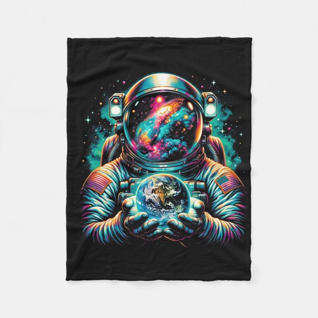 Astronaut Planets Astronaut Science Space Cosmic E Fleece Blanket (Front)
