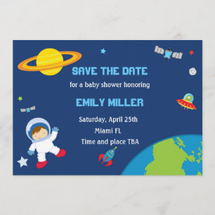 Astronaut Planets Baby Shower Save the Date