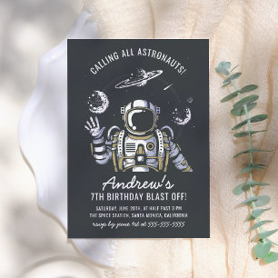 Astronaut & Planets Boy's Birthday Party Invitation