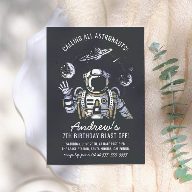 Astronaut & Planets Boy's Birthday Party Invitation (Creator Uploaded)
