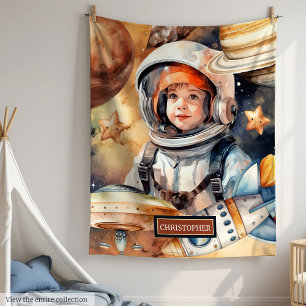 Astronaut & Planets Name Blanket – Gift for Boy