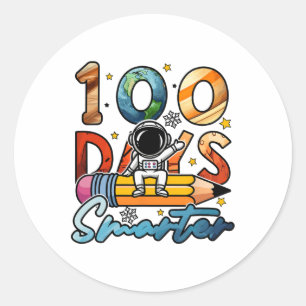 Astronaut Planets Science Space Happy 100 Days Sma Classic Round Sticker