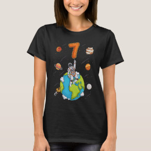 Astronaut Planets Space 7 Seven Years Old 7th Birt T-Shirt