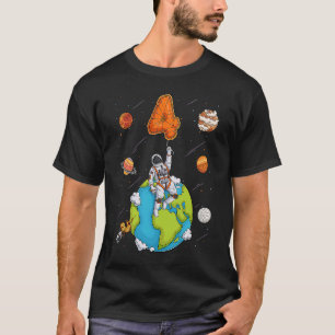 Astronaut Planets Space Four 4 Year Old 4th Birthd T-Shirt