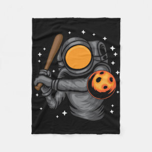 Astronaut Playing Baseball In Space Fleece Blanket