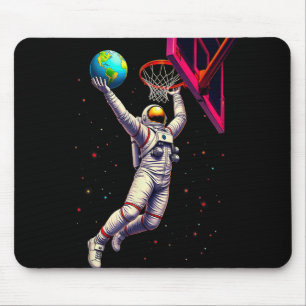 Astronaut Playing Basketball Planets Outer Space Mouse Pad