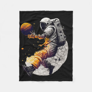 Astronaut Playing Bysketbyll Fleece Blanket