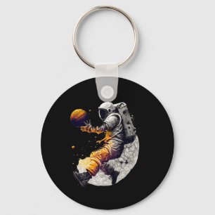 Astronaut Playing Bysketbyll Key Ring