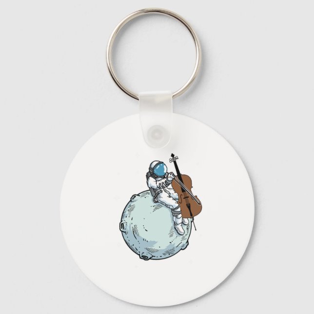 Astronaut Playing Cello Music Cello Lover Gift Key Ring (Front)
