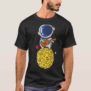 Astronaut Playing Guitar Cute Navy T-Shirt