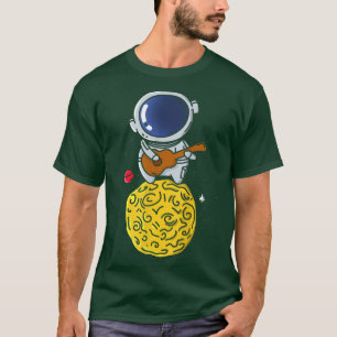 Astronaut Playing Guitar Funny Cute Navy T-Shirt