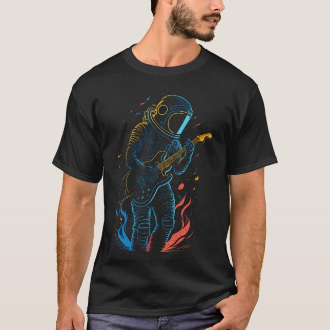 Astronaut Playing Guitar In Space For Astronomy An T-Shirt (Front)