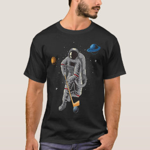 Astronaut playing Hockey in Space Planets Moon Men T-Shirt