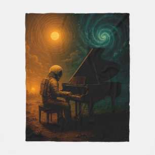 Astronaut Playing Piano in Split Reality - Surreal Fleece Blanket
