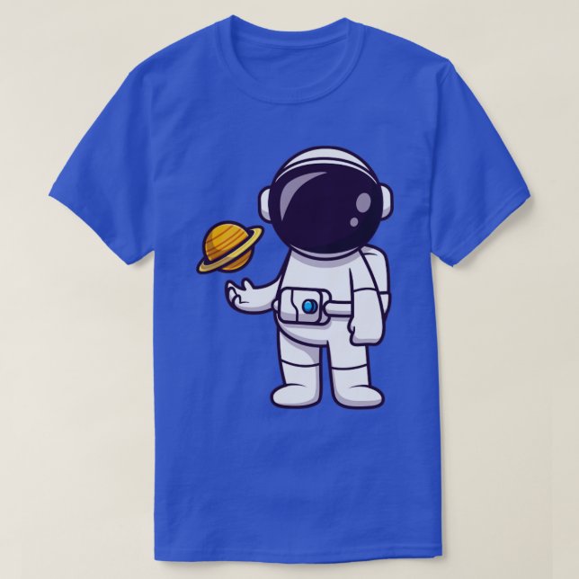 Astronaut Playing Planet Ball Cartoon1 T-Shirt (Design Front)
