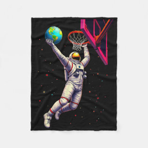 Astronaut Playing Sketll Planets Outer Space Fleece Blanket