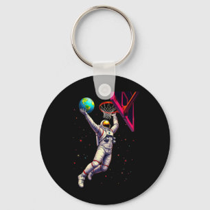 Astronaut Playing Sketll Planets Outer Space Key Ring