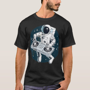 Astronaut Playing Turntables DJ in Space Stars T-Shirt