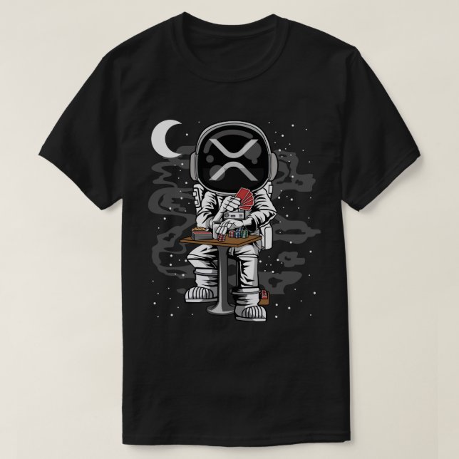 Astronaut Poker Ripple XRP Crypto Coin HODL T-Shirt (Design Front)