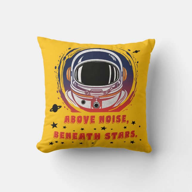 Astronaut Portrait – Cosmic Space Throw Pillow (Front)