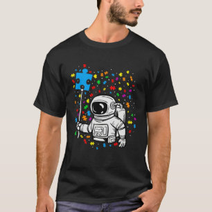 Astronaut Puzzle Piece Balloon Autism Awareness Sp T-Shirt