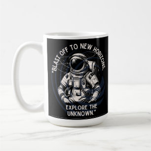 ASTRONAUT QUOTE , BLAST OFF TO NEW HORIZON COFFEE MUG
