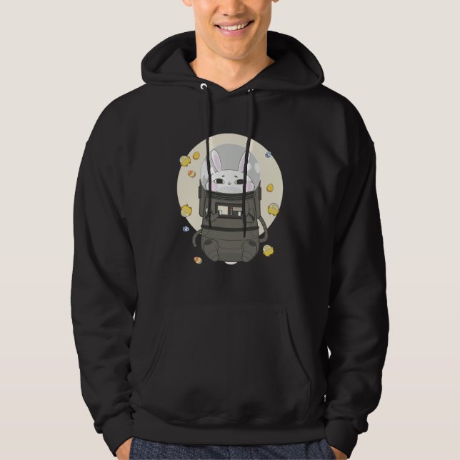 Astronaut Rabbit  Space Easter Day Bunny Hoodie (Front)