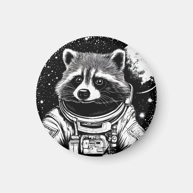 Astronaut racoon magnet (Front)