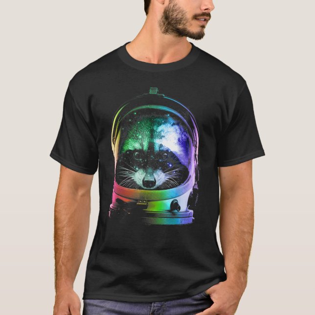 Astronaut Racoon Space Cat For Men Women Kids T-Shirt (Front)