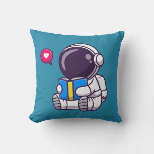 Astronaut reading book cute kids cushion