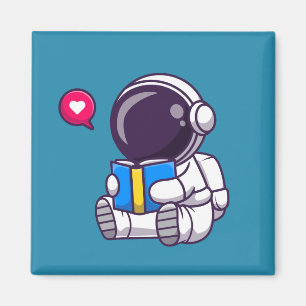 Astronaut reading book cute kids magnet