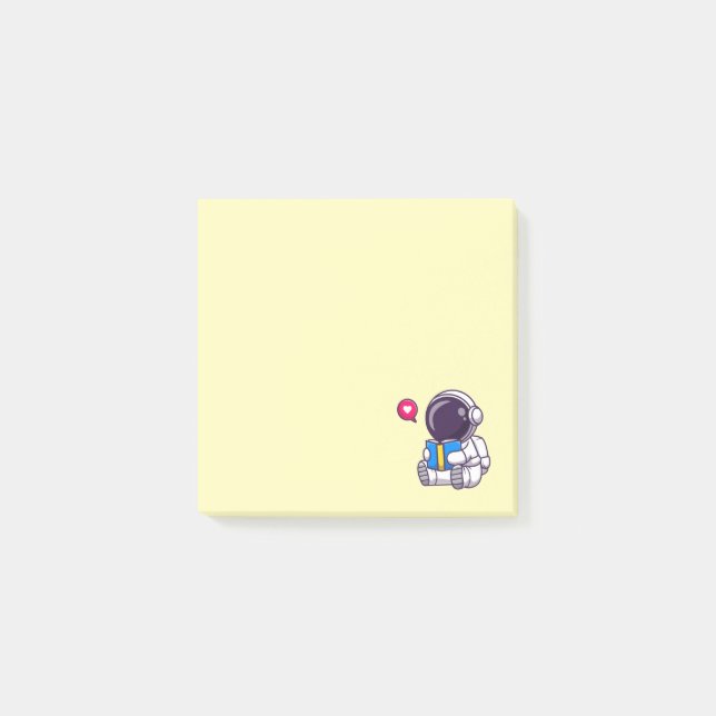 Astronaut reading book cute kids post-it notes (Front)