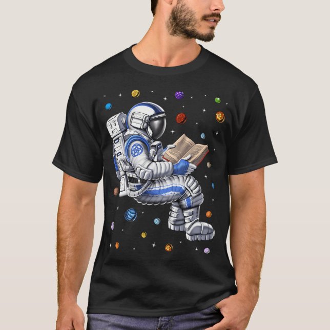 Astronaut Reading Book T-Shirt (Front)