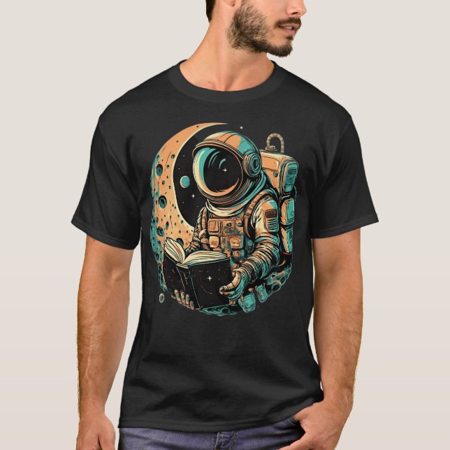Astronaut Reading Book T-Shirt (Front)