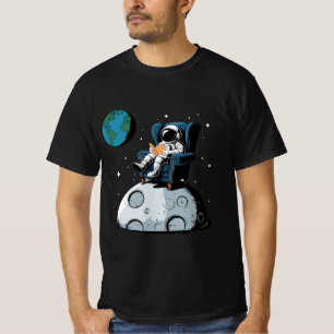 Astronaut Reading on Moon Funny Tee