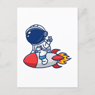 Astronaut Ride A Rocket Postcard