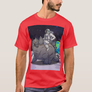 Astronaut Rides Stegasaurus On Moon Outer Space M T-Shirt