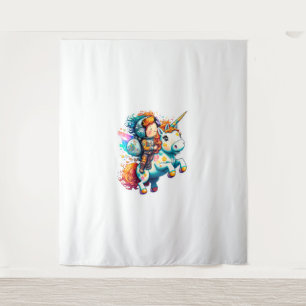 Astronaut riding a Cute Colourful Unicorn  Tapestry