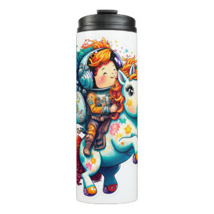 Astronaut riding a Cute Colourful Unicorn Thermal Tumbler