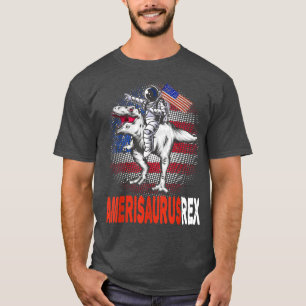 Astronaut Riding a Dinosaur American 4th of July T-Shirt