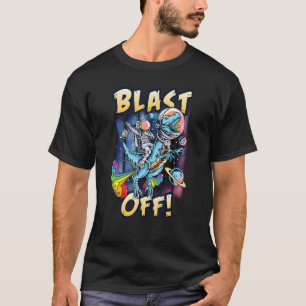 Astronaut Riding A Rainbow Farting Dinosaur In Spa T-Shirt