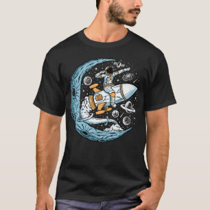 Astronaut Riding a Rocket in Space T-Shirt