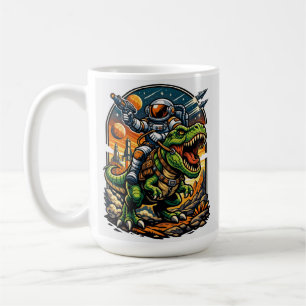 Astronaut Riding a T-Rex – Epic Space Dinosaur Coffee Mug