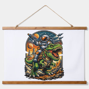 Astronaut Riding a T-Rex – Epic Space Dinosaur Hanging Tapestry