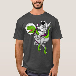 Astronaut riding a tre dinosaur in space imaginati T-Shirt