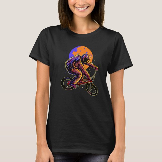 Astronaut Riding Bmx Moon Space Boys Girls Kids As T-Shirt (Front)