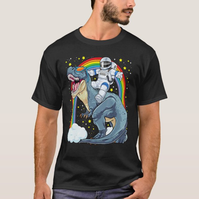 Astronaut Riding Dinosaur Rex Astro Space Dino Pre T-Shirt (Front)