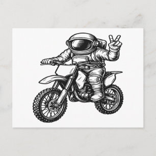 Astronaut Riding Dirt Bike Holiday Postcard