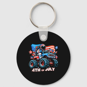 Astronaut Riding Monster Truck 4th Of July Key Ring