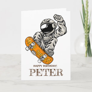 Astronaut Riding SKATEBOARD Card